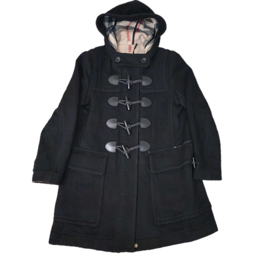 Womens Burberry Brit Finsdale Wool Duffle Toggle Coat Size 8 (42) Winter